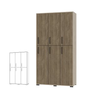 Шафа 6-ти дверна для одягу З 2-ма хромовими ГАЧКАМИ у секції, 1059х405х2025 мм, АНШАР ГРУП (6610)